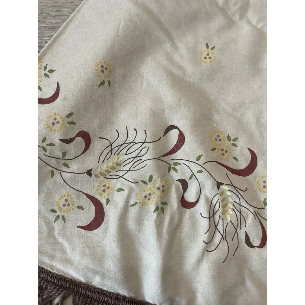 Vtg Boho Fringe Tablecloth Round 60